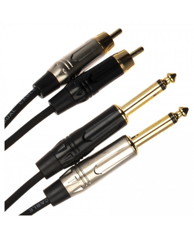 Quik Lok JUST/2RCA2J-1 Cavo 2x Jack 6.3 TS Mono / 2x Spina Phono RCA 1 mt