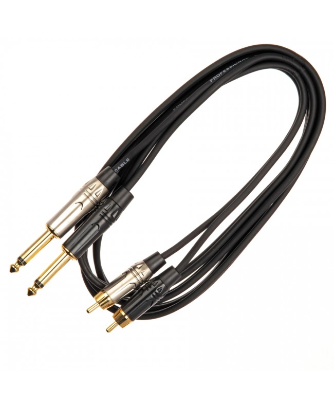 Quik Lok JUST/2RCA2J-5 Kabel 2x 6,3-mm-TS-Mono-Klinkenstecker / 2x Phono-RCA-Stecker, 5 m