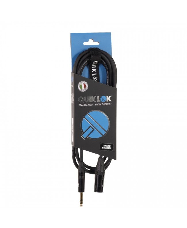 Quik Lok ITST/MJS-3 B Kabel: Cannon-XLR-Stecker / 6,3-mm-TRS-Stereo-Klinkenstecker, 3 m