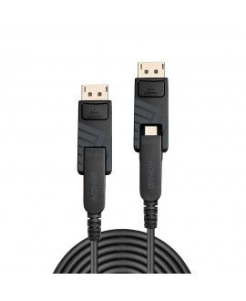 LINDY Mini-DisplayPort-1.4-Hybridkabel aus Glasfaser mit abnehmbaren DP-Steckern, 40 m