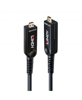 LINDY Hybrides 8K60-Micro-HDMI-Glasfaserkabel mit abnehmbaren HDMI-Steckern, LSZH, 50 m
