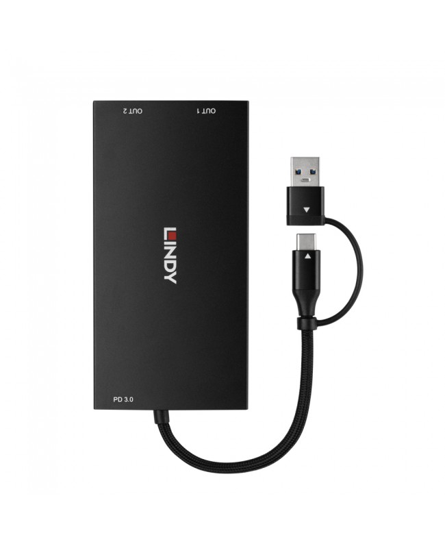 LINDY USB-Typ-A- und -Typ-C-zu-doppeltem-HDMI-4K60-Adapter