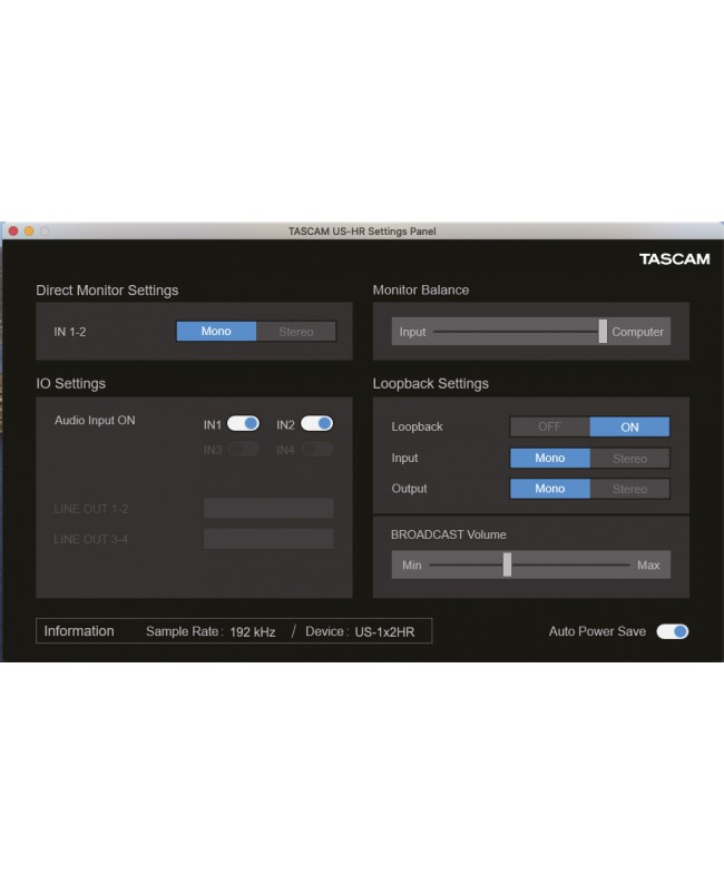 TASCAM US-1x2HR USB Audio Interface