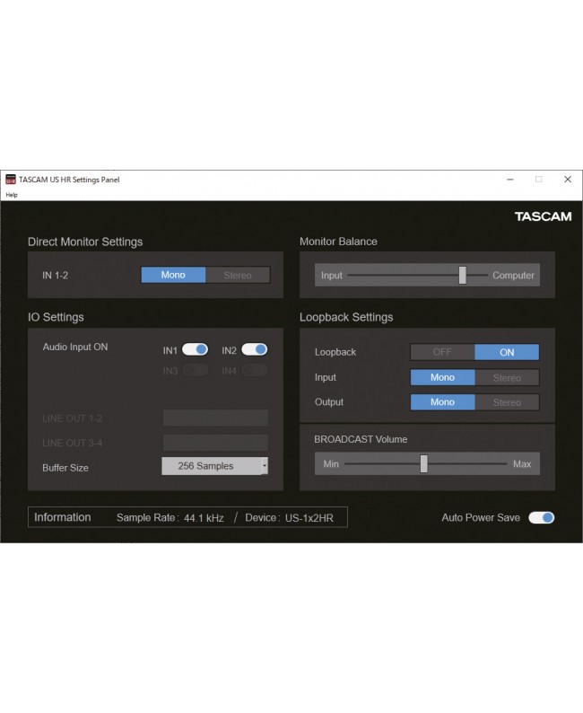 TASCAM US-1x2HR USB Audio Interface