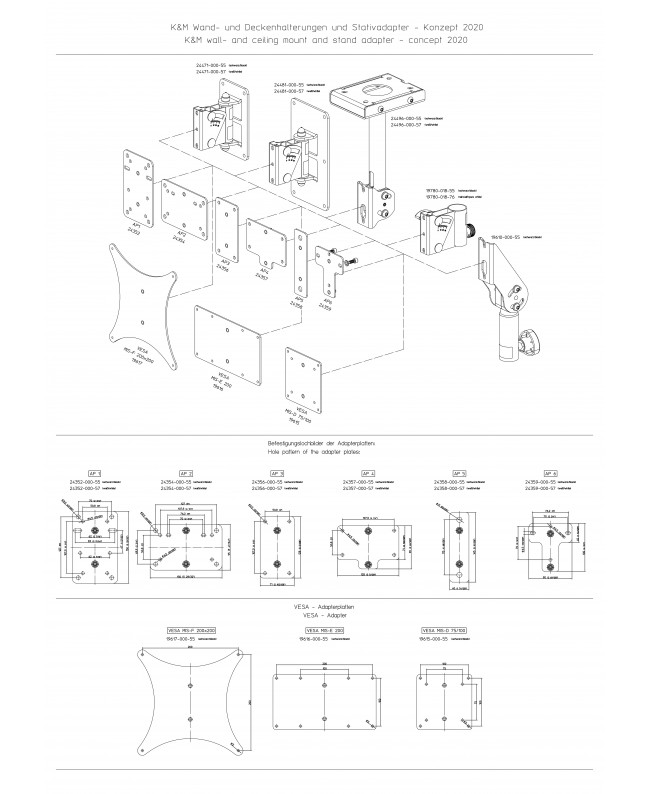 K&M 24471 Speaker Wall Mount - black Wall Brackets