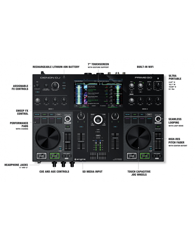 DENON DJ PRIME GO Console DJ tutto in uno