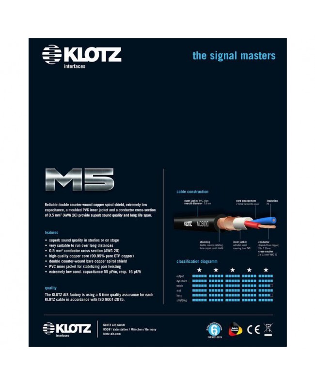 KLOTZ M5FM10 Cavi per microfono XLR