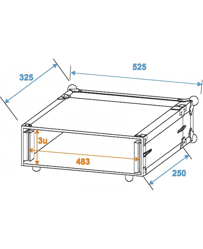 ROADINGER Effect Rack CO DD, 3U, 24cm deep, black 19" Rack