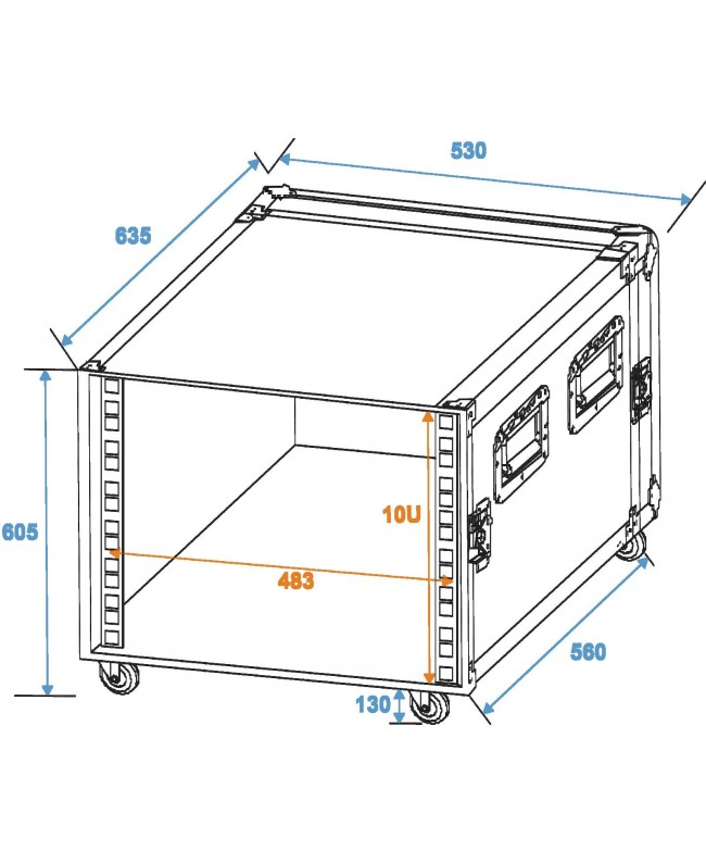 ROADINGER Rack Profi KM 10U 55cm with wheels 19" Rack