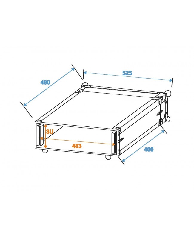 ROADINGER Effect Rack CO DD, 3U, 40cm deep, black 19" Rack