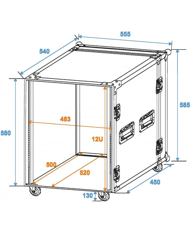 ROADINGER Rack Profi 12U 45cm with wheels 19" Rack