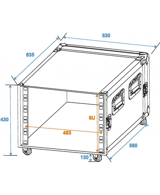 ROADINGER Rack Profi KM 6U 55cm with wheels 19" Racks