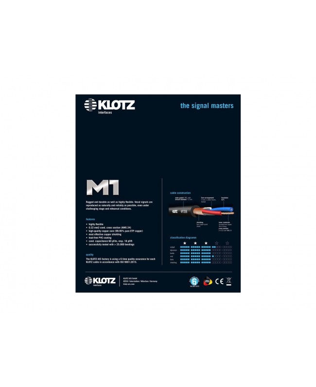 KLOTZ M1FP1K0100 Balanced Cables