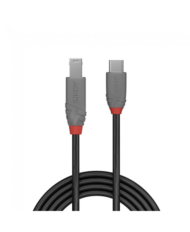 LINDY 36667 2m USB 3.2 Type C to B Cable, 5Gbps, Anthra Line USB Cables