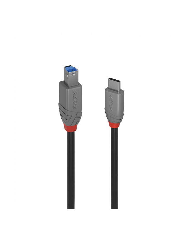 LINDY 36667 2m USB 3.2 Type C to B Cable, 5Gbps, Anthra Line USB Kabel