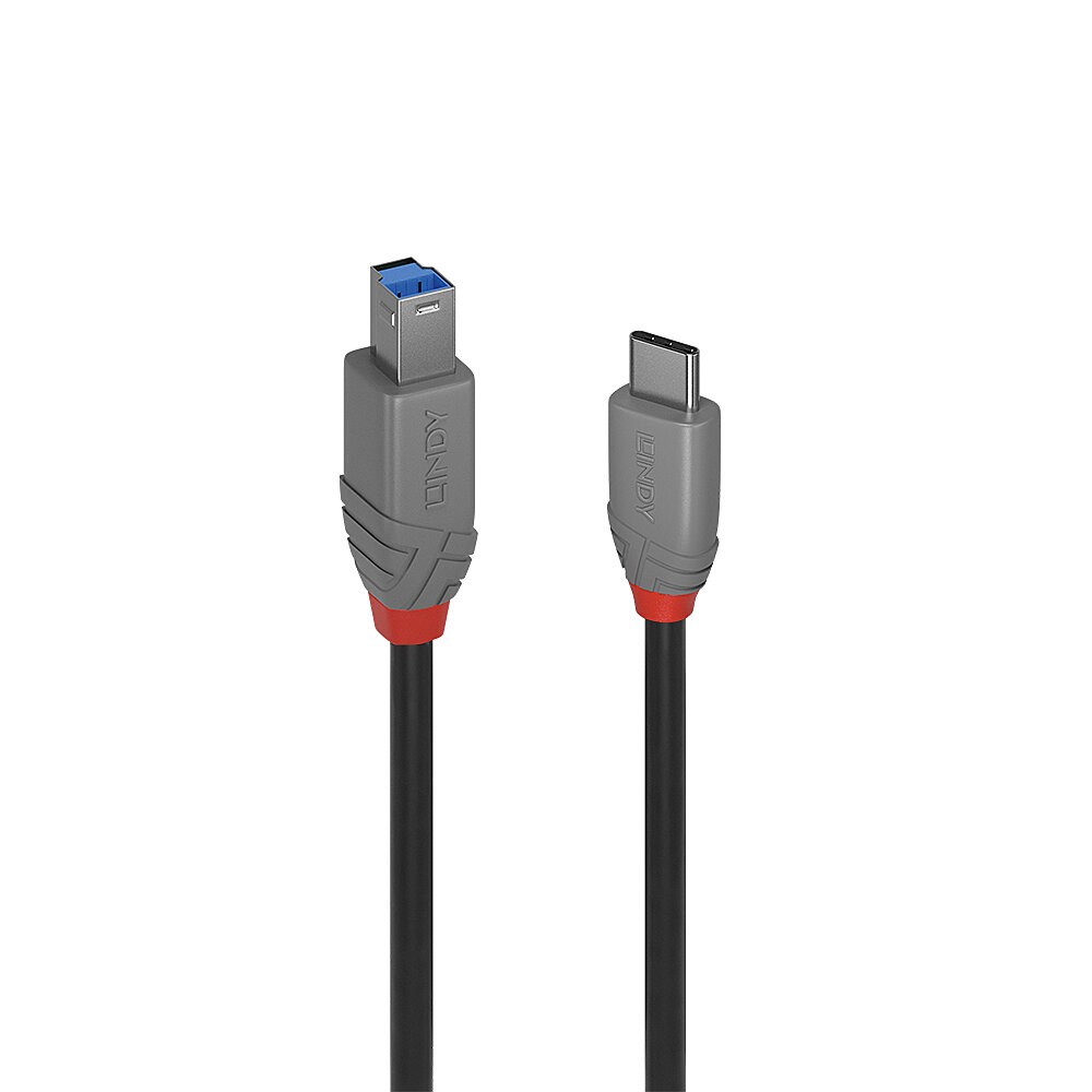 LINDY 36667 2m USB 3.2 Type C to B Cable, 5Gbps, Anthra Line