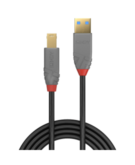 LINDY 36742 2m USB 3.2 Type A to B Cable, 5Gbps, Anthra Line