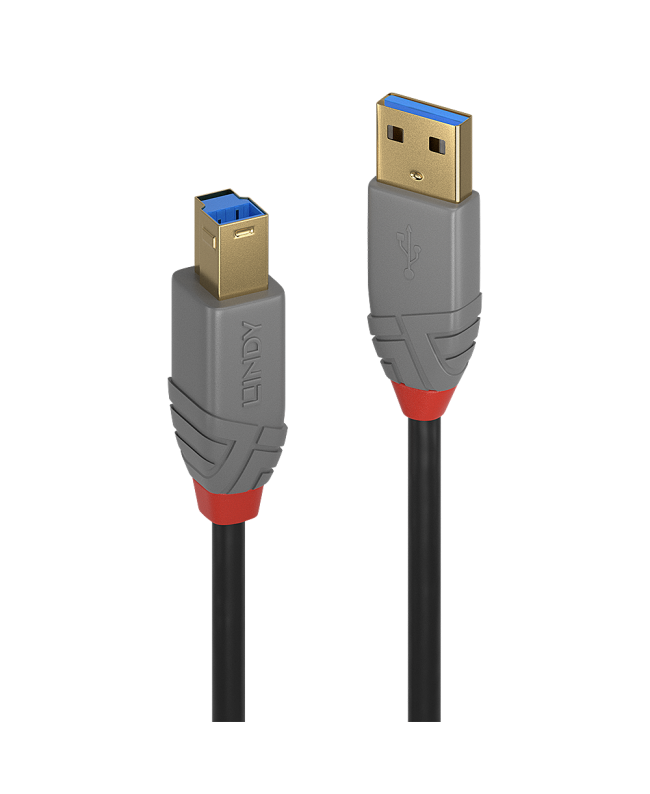 LINDY 36742 2m USB 3.2 Type A to B Cable, 5Gbps, Anthra Line Cavi USB