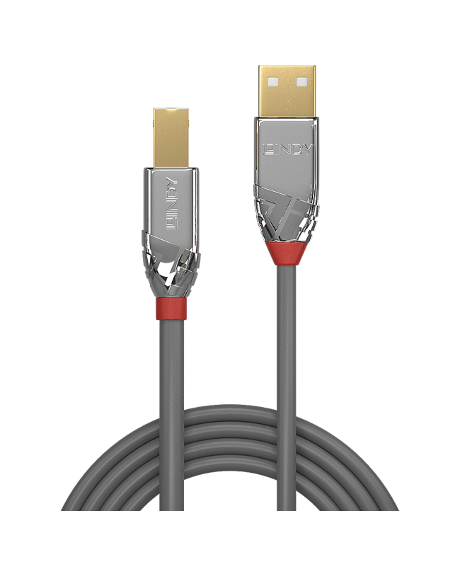 LINDY 36640 USB 2.0 Type A to B Cable, Cromo Line 0.5m USB Cables