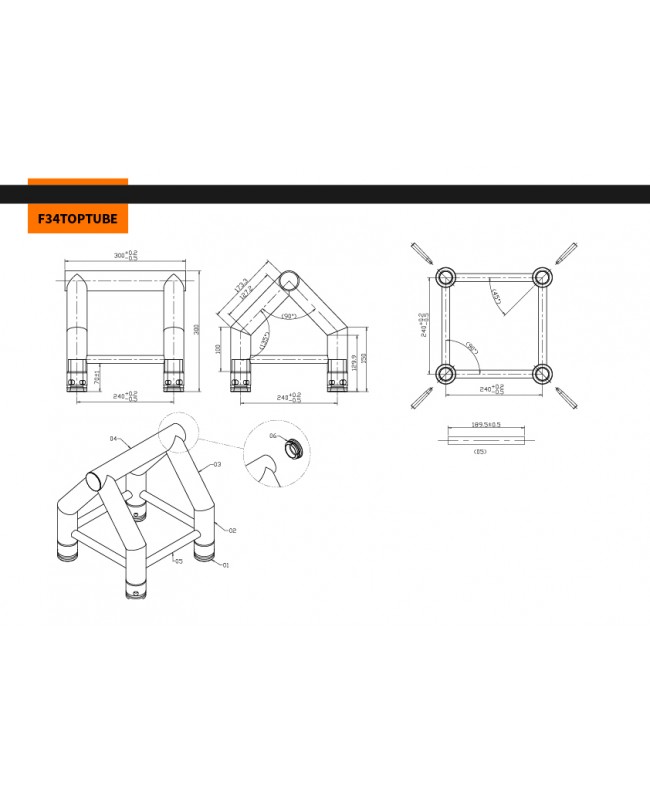 Global Truss F34 Top Tube Pro-30 a sezione quadra