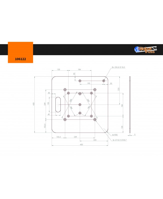 Global Truss Base plate Multi 45x45cm for F31-F34/F22-F24 Pro-30 a sezione quadra