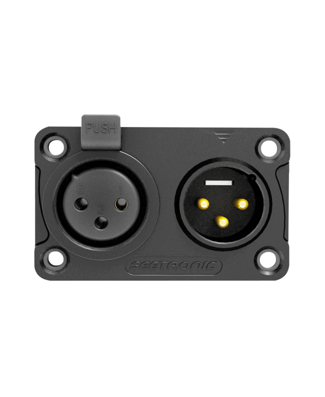 Seetronic C3F2C-W-B Kombinationssteckdose mit 3-poligem XLR-Ein- und Ausgang XLR Einbausteckverbinder