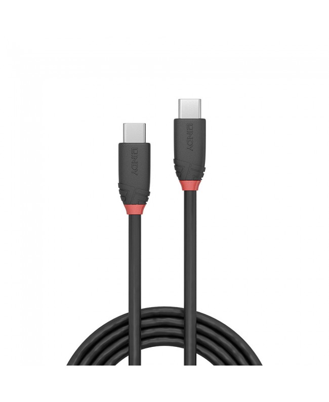 LINDY 36905 0.5m USB 3.2 Type C to C Cable, 20Gbps, Black Line USB Cables