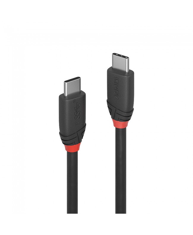 LINDY 36905 0.5m USB 3.2 Type C to C Cable, 20Gbps, Black Line USB Cables
