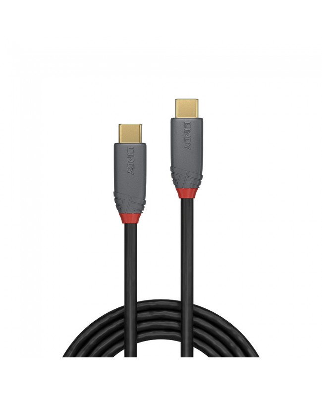 LINDY 36902 1.5m USB 3.2 Type C to C Cable, 20Gbps, 5A, PD, Anthra Line USB Cables