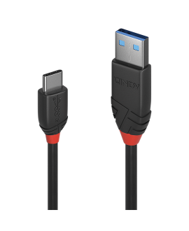 LINDY 36917 1.5m USB 3.2 Type A to C Cable, 10Gbps, Black Line USB Cables