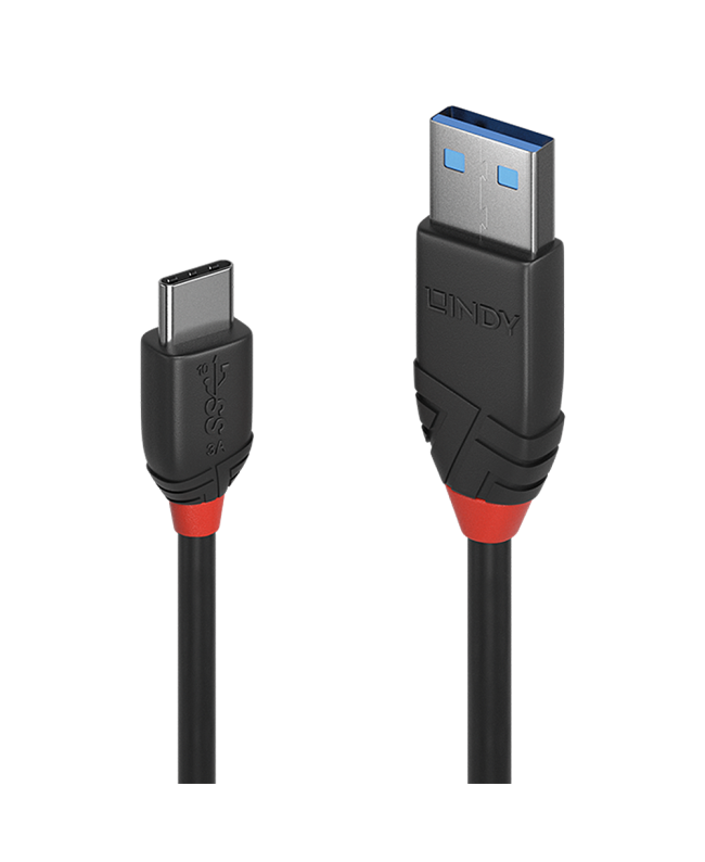 LINDY 36917 1.5m USB 3.2 Typ A an C Kabel, 10GBit/s, Black Line USB Kabel
