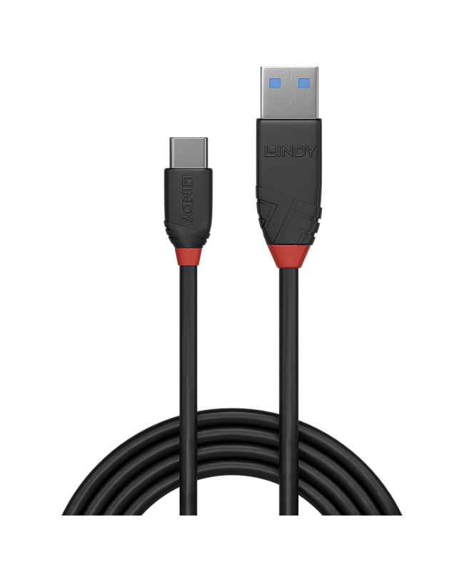 LINDY 36917 1.5m USB 3.2 Typ A an C Kabel, 10GBit/s, Black Line USB Kabel
