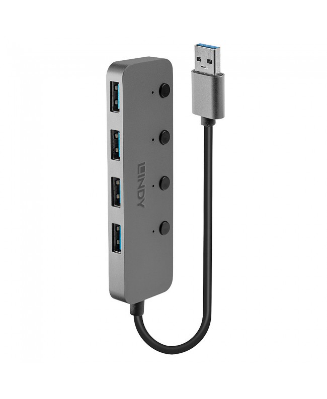 LINDY 43309 4 Port USB 3.0 Hub with On/Off Switches Accessories