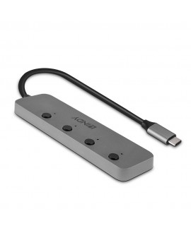 LINDY 43383 4 Port USB 3.2 Typ C Hub mit Ein-/Ausschalter USB Kabel