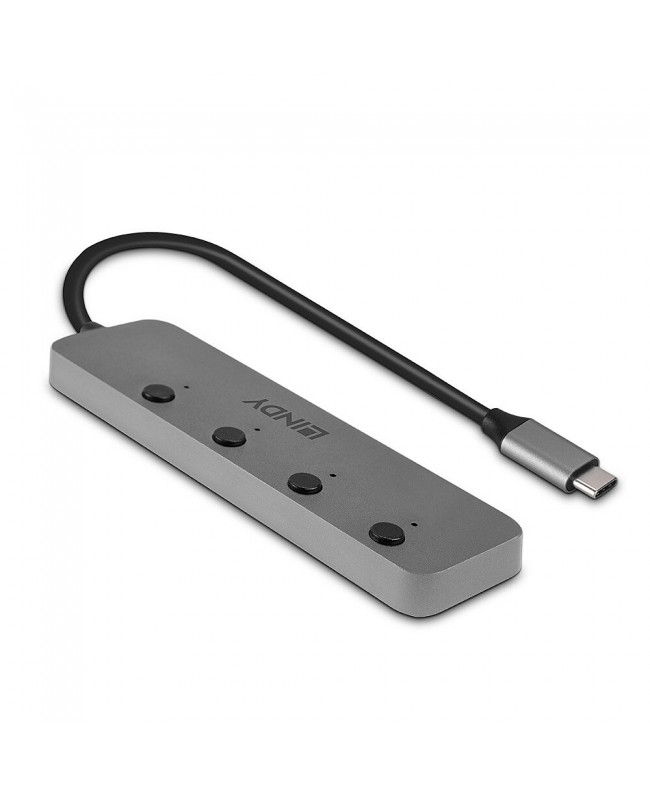 LINDY 43383 4 Port USB 3.2 Typ C Hub mit Ein-/Ausschalter Computer Zubehör