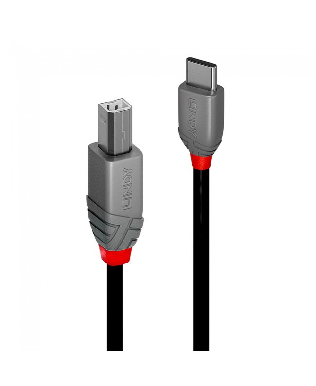 LINDY 36941 1m USB 2.0 Type C to B Cable, 480Mb/s, Anthra Line USB Cables