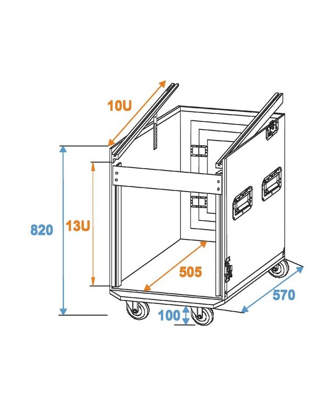 ROADINGER Special Combo Case Pro, 12U mit Rollen 19" Rack