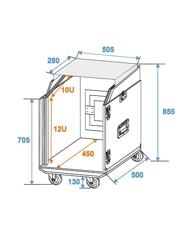 ROADINGER Special Combo Case LS5 Laptop Desk, 12U 19" Rack