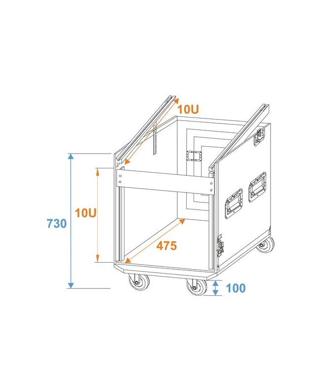 ROADINGER Special Combo Case Pro, 10U mit Rollen 19" Rack