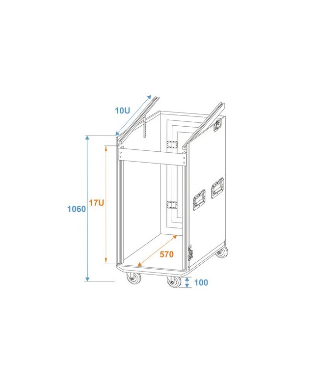 ROADINGER Special Combo Case Pro, 17U con ruote Rack 19"