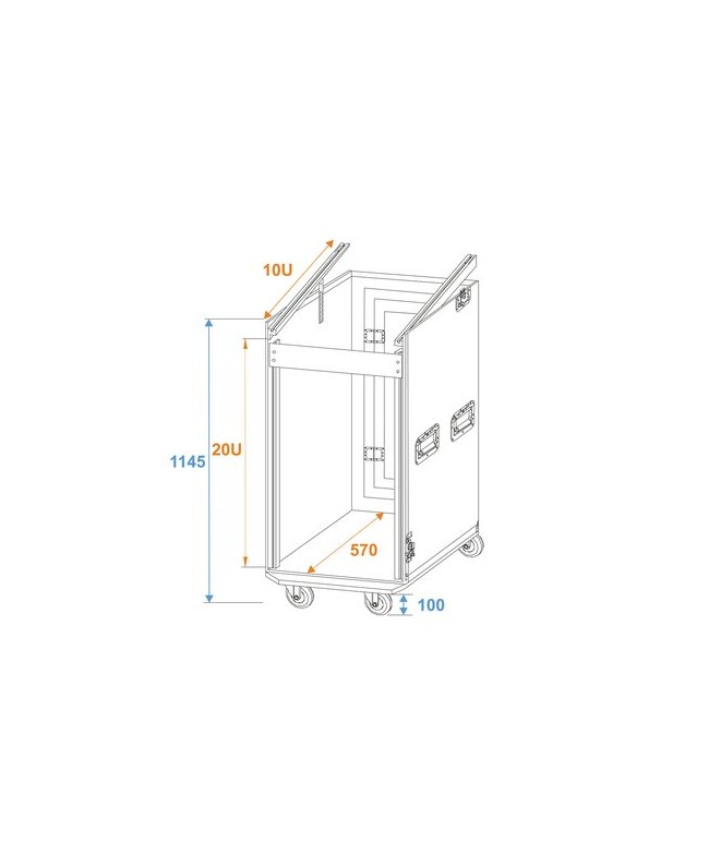 ROADINGER Special Combo Case Pro, 20U con ruote Rack 19"