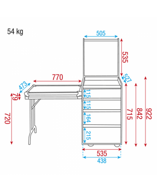 Showgear Drawer Case 12U + Work Surface Flight Cases