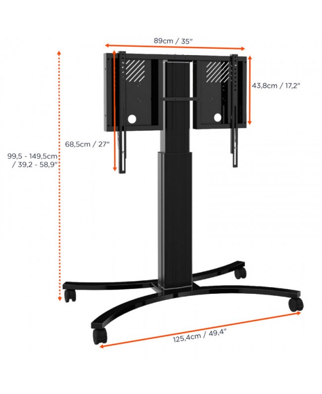 CELEXON Expert electrically height-adjustable Display Trolley for Monitors 42-86" - 50 cm Display-Bodenstative