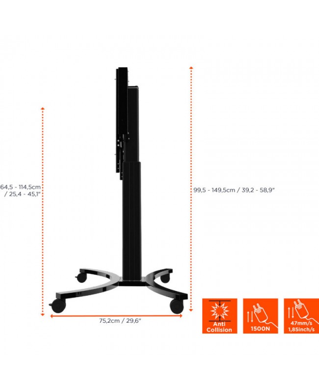 CELEXON Expert electrically height-adjustable Display Trolley for Monitors 42-86" - 50 cm Display-Bodenstative