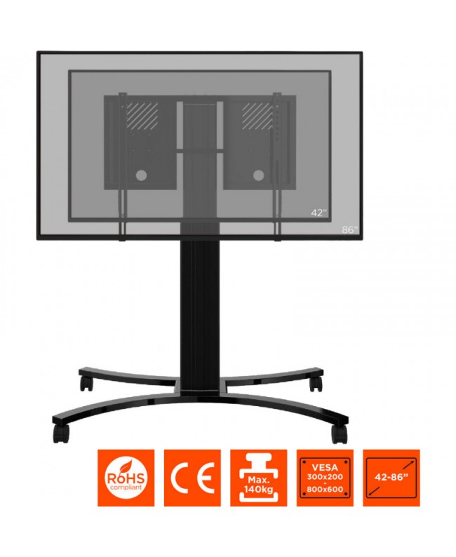 CELEXON Expert electrically height-adjustable Display Trolley for Monitors 42-86" - 50 cm Display-Bodenstative