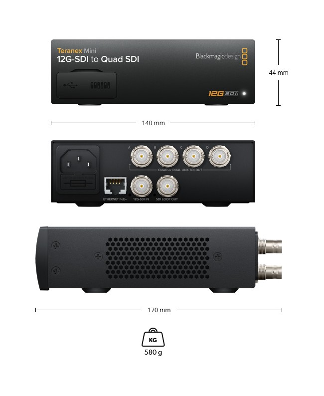 Blackmagic Design Teranex Mini 12G-SDI to Quad SDI Convertitori Segnale Video