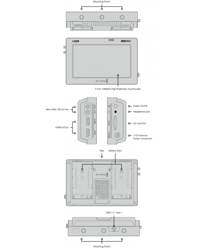 Blackmagic Design Video Assist 5 12G HDR Signalverwaltungsmonitore