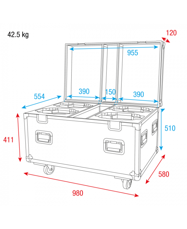 Showtec Case for 4x Xpression 2000 Flight Cases
