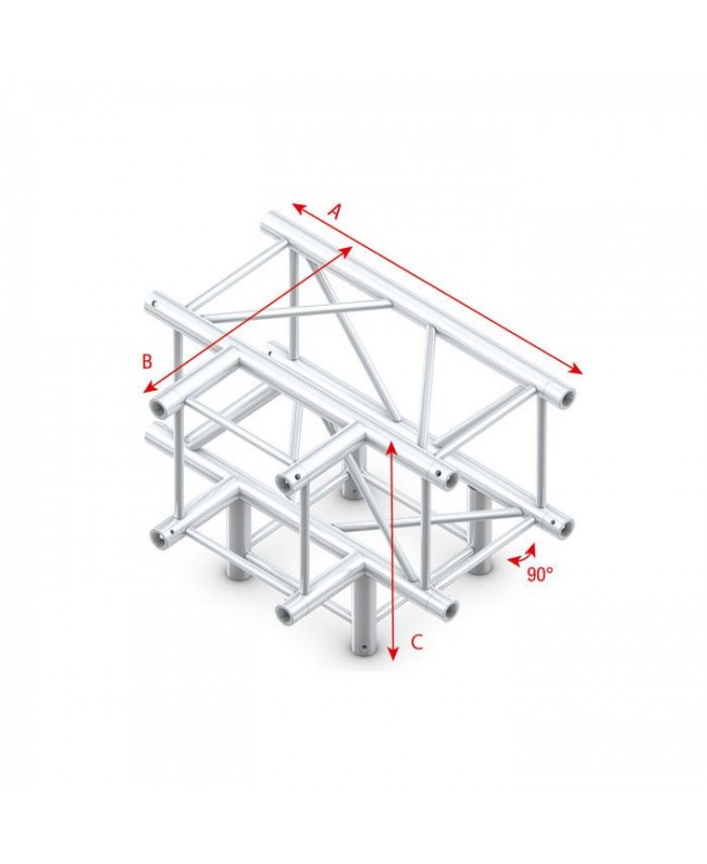 Milos Pro-40 Square F - T-Cross + Down 4-way 90° Pro-40 Square