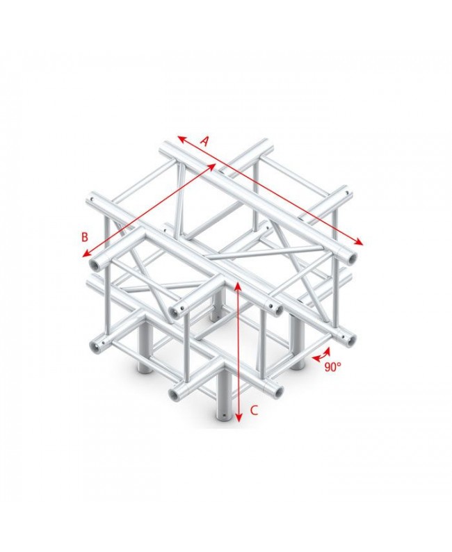 Milos Pro-40 Square F - Cross + Down 5-way 90° Pro-40 a sezione quadra
